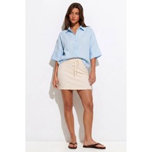 Shopping Shop Yarım Kol Oversize Gömlek MAVI