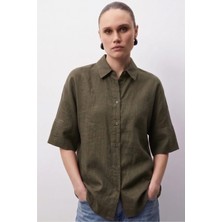 Shopping Shop Yarım Kol Oversize Gömlek HAKI