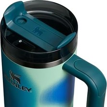 Ahl Shop Quencher Pipetli Termos Bardak, 0.89 Litre, Turkuaz Desenli (Coastal Teal)
