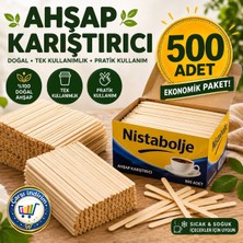 Nistabolje 500 Adet Tahta Karıştırıcı Çay Kahve Kaşığı Doğal Ahşap Kaşık Tek Kullanımlık Karıştırma Çubuğu
