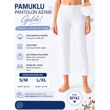 Linotti %100 Pamuklu Kadın Pantolon Astarı – Terletmeyen Nefes Alan Içlik – Beli Lastikli – Beyaz & Ten (Bej)