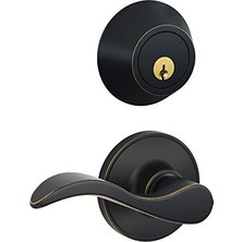 Ahl Shop JC60 V Sev 716 Tek Silindir Anahtarlı Giriş Kilidi Sürgüsü, Eskitilmiş Bronz