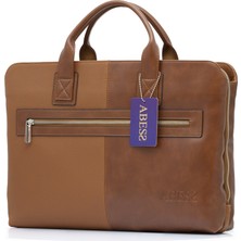 ABESS Premium Evrak Çantası - Lüks Vegan Deri Laptop Çantası 15.6 İnç Taba (A5373NT)