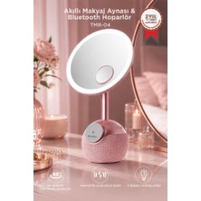 Torima Bluetooth Hoparlör LED Işıklı Makyaj Aynalı Kablosuz Şarj Cihazı TRM04 Rose Gold