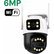 Al-tech Bilişim 6mp Çift Lens Wifi Ip Güvenlik Kamerası 360° Ptz Hareket Takipli Gece Görüşlü IP66 Su Geçirmez Sesli Alarm 2 Yönlü Konuşma