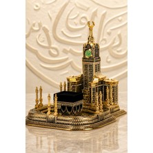 Mis Kitchen Saat Kuleli Mescid-I Haram Dekoratif Biblo Altın Renk Kâbe Temalı Polyester Masaüstü Dekoru 28X27 cm