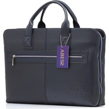 ABESS Premium Suni Deri Evrak Çantası - Lüks Vegan Deri Laptop Çantası 15.6 İnç Lacivert (A5373NL)