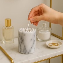 Ahl Shop Lüks El Oyması Doğal Mermer Diş Fırçası ve Makyaj Fırçası Tutacağı - Banyo, Vanity, Ofis ve Masa Organizatörü Için Ağır Hizmet Tayvan Yushan Taşı (8,4 cm x 11,5 Cm, Off-Beyaz)