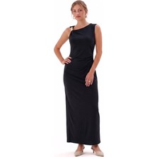 Shopping Shop Omzu Gold Detaylı Uzun Elbise SIYAH