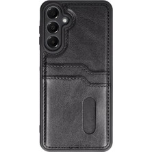 Ahl Shop Galaxy A16 ile Uyumlu Deri Kartlıklı Kılıf - Kamera Koruyucu Şık Cüzdan Tasarım Telefon Kılıfı – Sara Deri Kapak (Siyah, Galaxy A16)