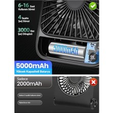 Ahl Shop D2 5000MAH Şarjlı Masaüstü Vantilatör Dijital Göstergeli Taşınabilir Ultra Ince Soğutucu Fan Beyaz