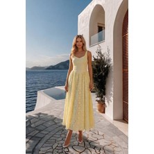 Shopping Shop Fisto Askılı Uzun Elbise SARI