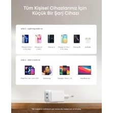 Ahl Shop 521 Nano Pro Şarj Cihazı, Kompakt, 40W, Powerıq 3.0 Çift Portlu Usb-C Güç Adaptörü, Beyaz - A2038