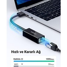 Ahl Shop USB 3.0 To Gigabit Ethernet Dönüştürücü Adaptör Siyah