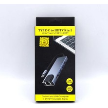 Ahl Shop USB C 5in1 Çoklayıcı Adaptör – 4K Hdmı, Gigabit Lan, Usb-C Pd, 2× USB 3.0 Portlu Type-C Hub | Laptop, MacBook ve Chromebook ile Uyumlu Bağlantı Genişletici Dönüştürücü | ZR34
