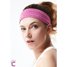 Cinderella Kadın Spor Saç Bandı Kaydırmaz Form Pembe - Ter Emici Fitness Yoga Tenis Sporcu Bandanası Tokası