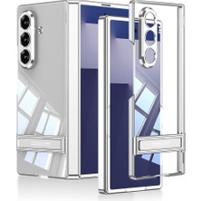Ahl Shop Senon Galaxy Z Fold 7 Kılıf Kamera Korumalı Şeffaf Tasarımlı Zore LEGO Standlı Kapak (Gümüş)