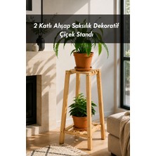 Moola Çiçeklik 2 Katlı Ahşap Saksılık Dekoratif Çiçek Standı Bitki Rafı Balkon Salon Bahçe Çok Amaçlı Kullanım