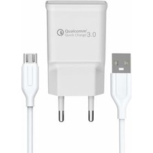 Ahl Shop Yetty Fast Charger 3.0 A Qualcomm Adaptör + 1m Micro USB Kablo Beyaz YT-40M (Yerli Üretim)