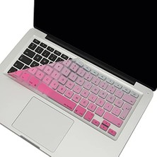 Ahl Shop MacBook Silikon Klavye Kaplama Koruyucu Kılıf Macbook Air Pro Eski USB Li Model 2008/2017 Uyumlu Türkçe Q Renkli Baskı Silikon Pembe