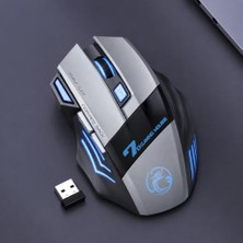 Ahl Shop Kablosuz Oyuncu Mouse – 3200 Dpı Ayarlanabilir Hassasiyet, Rgb 7 Renk LED Aydınlatma, Şarjlı, Ergonomik Tasarım, 2.4ghz Wireless Gaming Mouse | Gw-X7 (Gri)