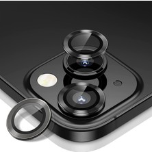 Ahl Shop Iphone Alüminyum Alaşım Çerçeveli Tempered Glass Kamera Lens Koruyucu (Iphone 13, Black)