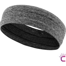 Cinderella Erkek Kadın Spor Saç Bandı Kaydırmaz Form Gri - Ter Emici Fitness Yoga Tenis Sporcu Bandanası Toka