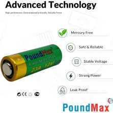 Ahl Shop Poundmax Alkalin Güvenlik Pilleri, 23AE/A23/LRV08/MN21, 12 V, 5 Adet