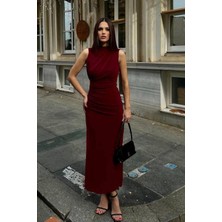 Shopping Shop Yırtmaçlı Sandy Elbise BORDO