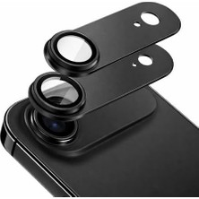 Ahl Shop iPhone 17 Air ile Uyumlu Kamera Lens Koruyucu Cam, Hd Şeffaf Temperli Camera Lens Protector, Çizilmeye Dayanıklı Lens Cover, Metal Görünüm Çerçeveli Kamera Koruma (Siyah, iPhone 17 Air)