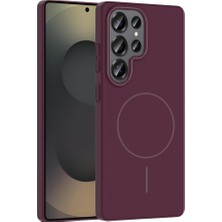 Ahl Shop Spia  Galaxy S25 Ultra ile Uyumlu Kılıf Mürdüm Yuby Kablosuz Şarj Özellikli Sert Kapak ( Galaxy S25 Ultra ile Uyumlu, Mürdüm)