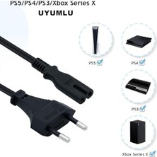 Ahl Shop Ps3 / Ps4 / Ps5 / Xbox Series S-X Uyumlu Güç Kablosu 1.5 Metre 2pin Güç Kablosu Projeksiyon - Monitör - Tv Universal 2pin Güç Kablosu Teyp Fişi (1)