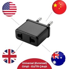 Ahl Shop Universal Priz Dönüştürücü Adaptör - Us/uk/au/cn To Eu/tr Fiş Çevirici - Amerikan/ingiliz Tipi Fişi Türk Tipi Prize Dönüştüren Siyah Kompakt Adaptör