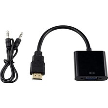 Ahl Shop HDMI To VGA Dönüştürücü + Ses Kablosu Siyah