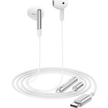 Ahl Shop Acefast Usb-C Kablolu Mikrofonlu Kulaklık Uzaktan Kumandalı Type-C Kulaklık 1.2 Metre - Beyaz - L3