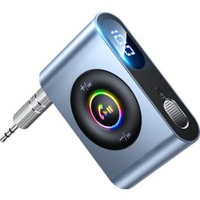 Ahl Shop Araba Için Bluetooth 5.3 Aux Adaptörü [çok Işlevli Düğme ve Pil Ömrü Göstergesi] Gürültü Önleyici Bluetooth Alıcısı, Araba/ev Stereo/kablolu Kulaklıklar/eller Serbest Çağrı, 22H Pil Ömrü,