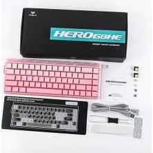 Ahl Shop Aula Hero 68 He Manyetik Klavye Rapid Trigger Black King Switch 8000Hz Rgb Neon Tkl Hot Swap Oyuncu Klavyesi Pembe