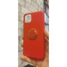 Vendas Ucuzluk Çadırı iPhone 11 Pro Max Uyumlu Yüzüklü Silikon Kılıf - Kırmızı