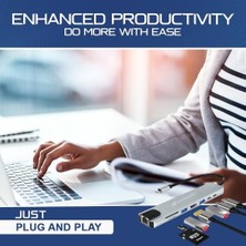 Ahl Shop 8 Portları 1 Arada USB C Hub Adaptörü, 4K Hdmı, Şarj Cihazı, USB C Bağlantı Noktaları, Sd/micro Sd Kart Okuyucular, Ethernet Bağlantı Noktası, M1 ve M2 Mac Bilgisayarlar Için, Thunderbolt 3