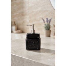 Seramik Süngerlikli Siyah Sıvı Sabunluk ve Deterjanlık - Mutfak Banyo Tezgah Üstü Düzenleyici - 500 ml - 17 x 10.5 x 10.5