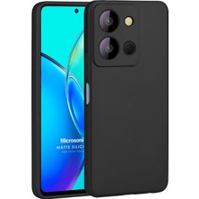 Ahl Shop Vivo Y36 Lansman Serisi Kadife Dokulu Ultra Koruyucu Silikon Kılıf - Şık, Dayanıklı ve Parmak Izi Bırakmayan Premium Tasarım (Siyah)