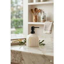 Modern Kemer Desenli, Minimal Iskandinav Cam Sıvı Sabunluk - 250 ml - 9 x 9 x 6 cm