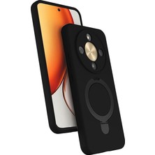 Ahl Shop Psr Aksesuar Honor X9D Uyumlu Magsafe Şarj Destekli Standlı Telefon Kılıfı – Manyetik Tutuculu Samara Kapak (Siyah, Honor Magic 8 Lite 5g)