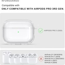 Ahl Shop Soft Yumuşak Şeffaf Esnek Silikon Airpods Pro 3 ile Uyumlu Kulaklık Kılıfı ve Karabina Anahtarlık (Şeffaf, Airpods Pro 3)