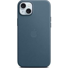 Ahl Shop Apple iPhone 15 Plus Için Magsafe Özellikli Mikro Dokuma Kılıf - Pasifik Mavisi ​​​​​​​