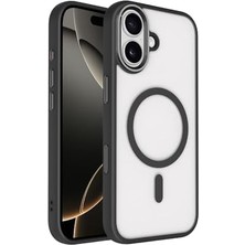 Ahl Shop Senon Apple iPhone 17 Için Kılıf Magsafe Uyumlu Şarj Özellikli Zore Krom M-Safe Silikon Kapak (Siyah)
