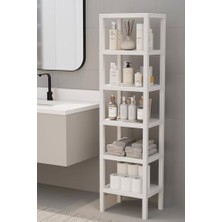 Ahl Shop Mithra Life 6 Katlı Plastik Beyaz Banyo Mutfak Rafı MIT1044