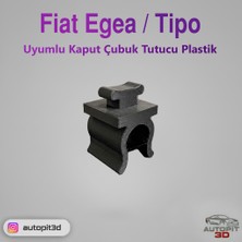 AutoPit 3D Fiat Egea / Tipo / 500L Uyumlu Kaput Çubuk Tutucu Plastik