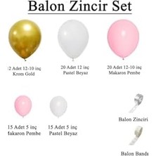 Ahl Shop Krom Gold, Pastel Beyaz ve Makaron Pembe Temalı Balon Seti