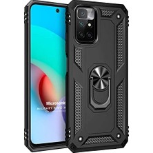 Ahl Shop Xiaomi Redmi 10 2022 Için Kılıf Military Ring Holder Siyah [redmi 10 2022 ile Uyumlu Kılıf - Siyah]